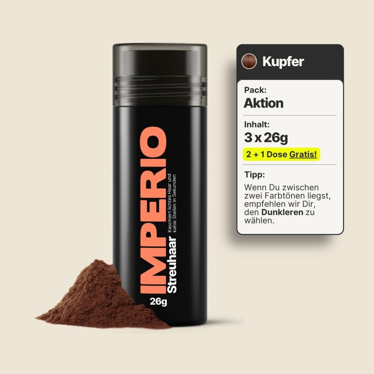 2 Dosen IMPERIO® Streuhaar + 1 Gratis Dose (Aktion) - IMPERIO COSMETICS