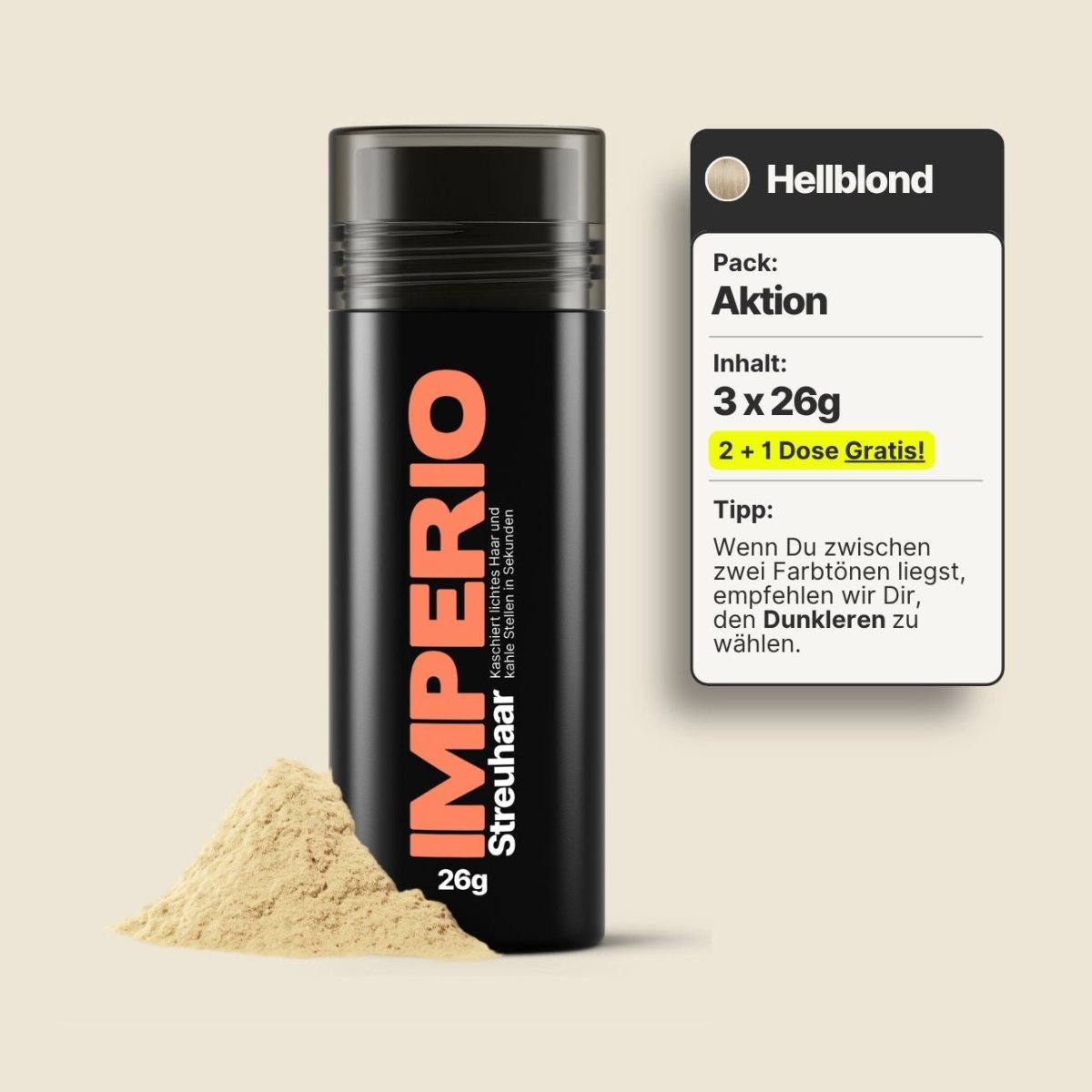 2 Dosen IMPERIO® Streuhaar + 1 Gratis Dose (Aktion) - IMPERIO COSMETICS
