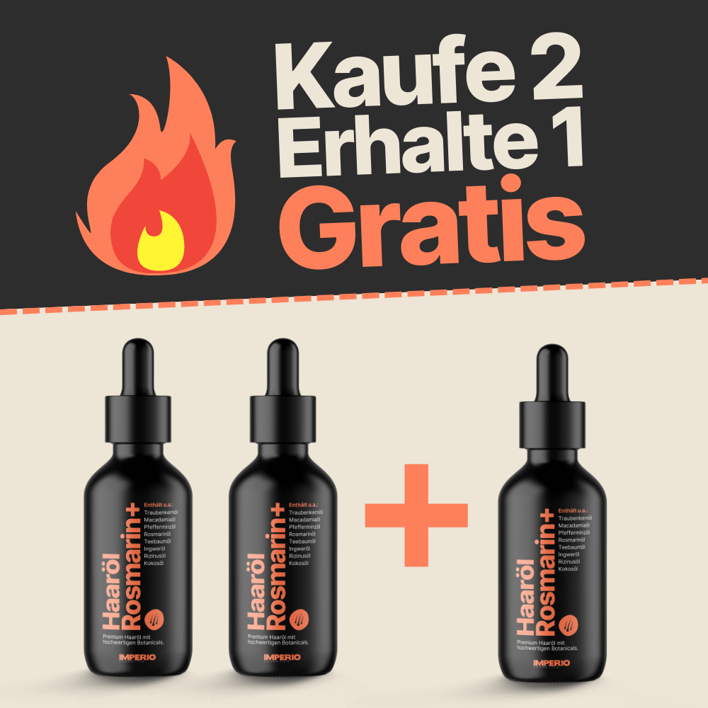 2 Flaschen IMPERIO® Haaröl Rosmarin+ + 1 Gratis Flasche (Aktion) - IMPERIO COSMETICS