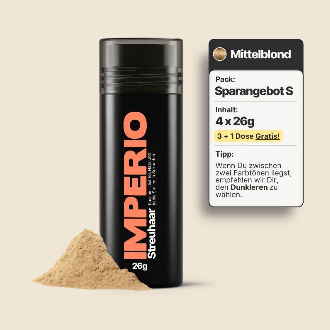 3 Dosen IMPERIO® Streuhaar + 1 Gratis Dose | (Sparangebot S) - IMPERIO COSMETICS