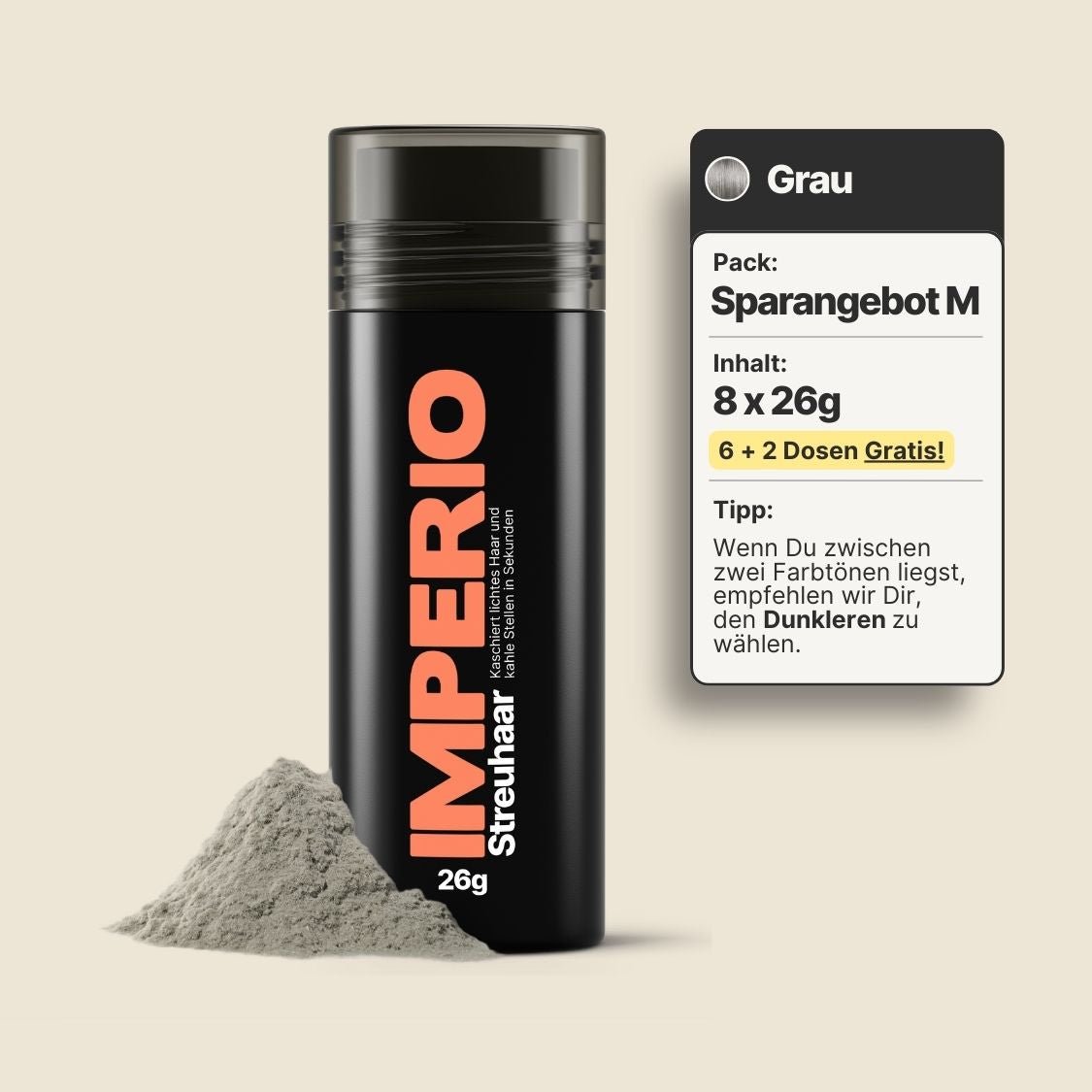 6 Dosen IMPERIO® Streuhaar + 2 Gratis Dosen | (Sparangebot M) - IMPERIO COSMETICS