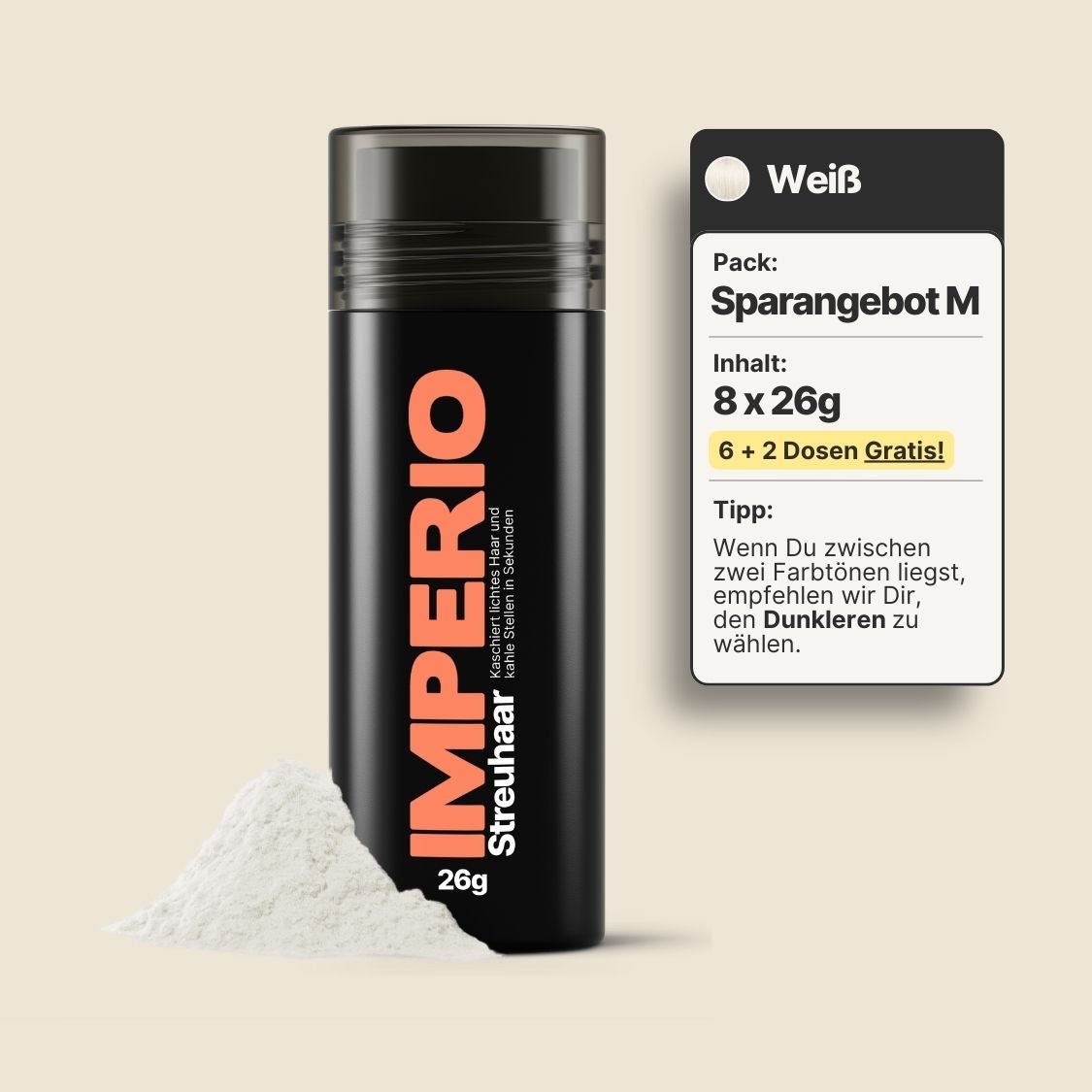 6 Dosen IMPERIO® Streuhaar + 2 Gratis Dosen | (Sparangebot M) - IMPERIO COSMETICS