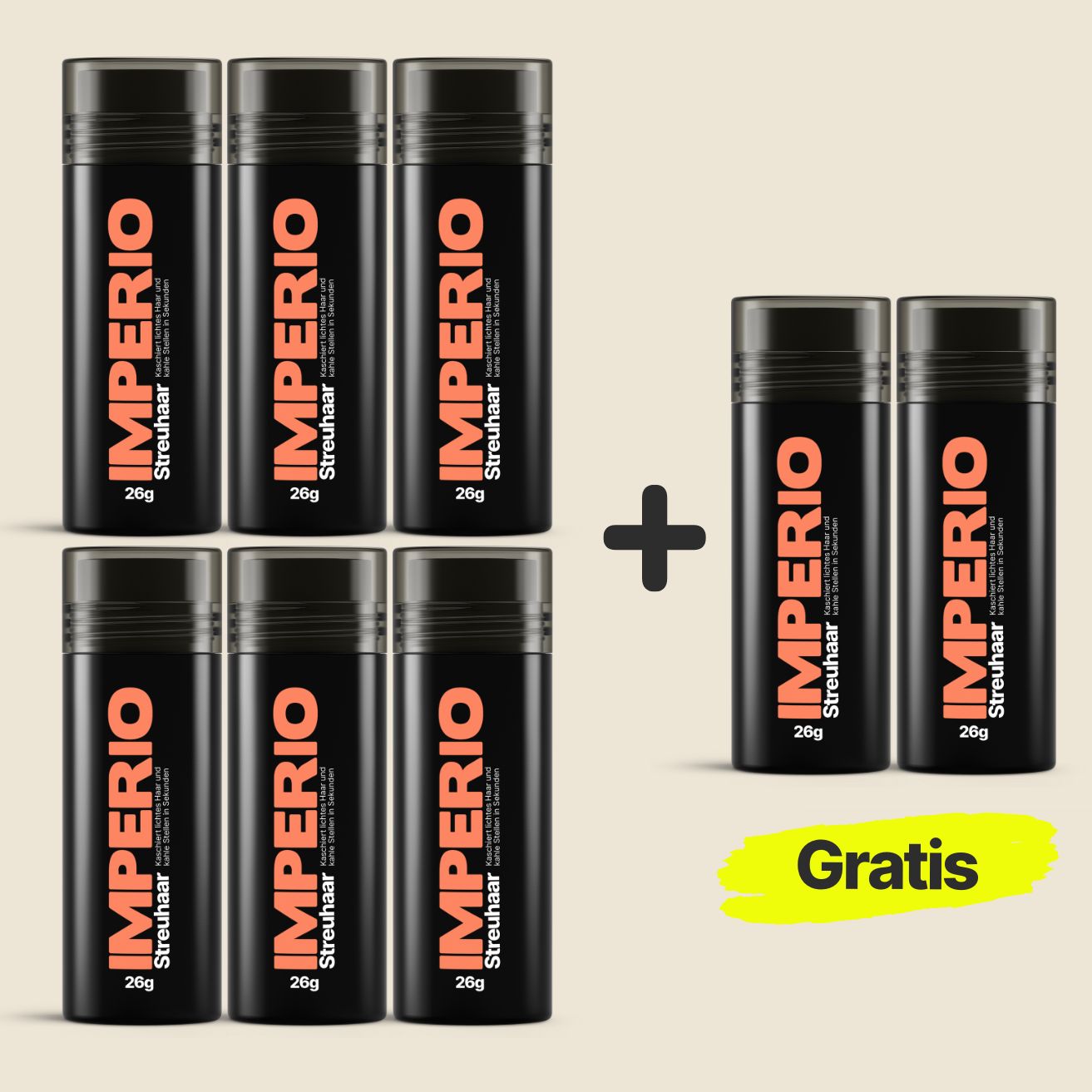 6 Dosen IMPERIO® Streuhaar + 2 Gratis Dosen | (Sparangebot M) - IMPERIO COSMETICS