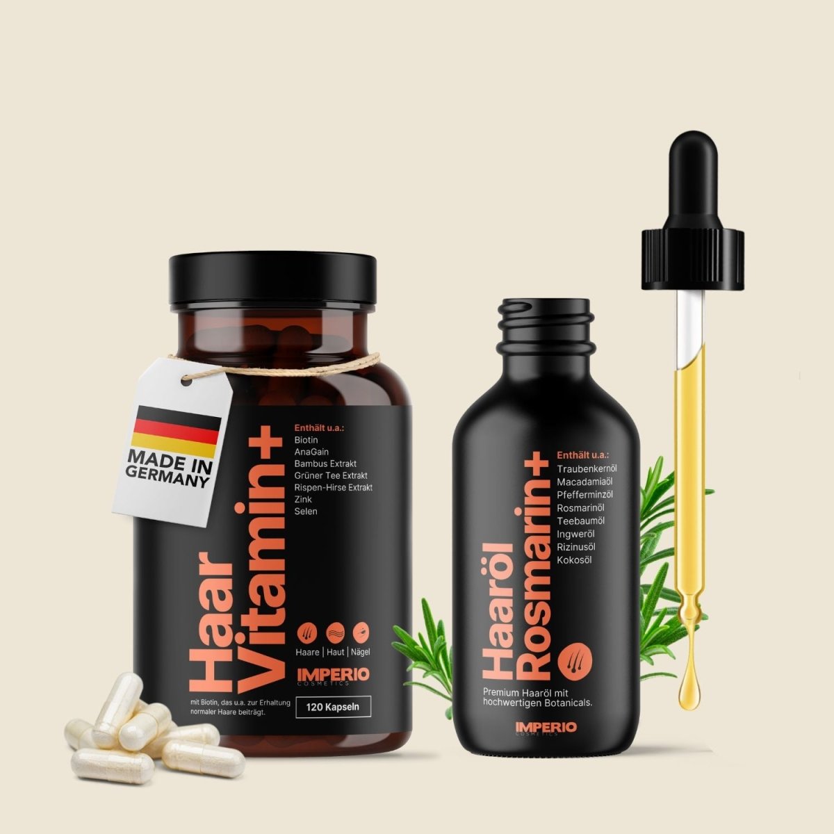 Haarvital - Set (Haarvitamin+, Haaröl Rosmarin+) - IMPERIO COSMETICS