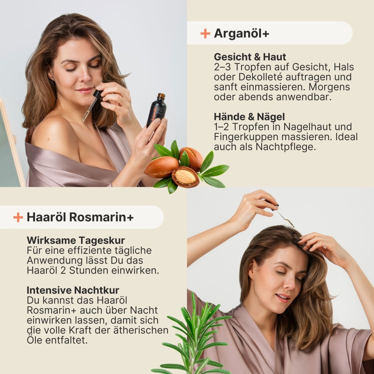 Haut & Haar Intensiv Set (Arganöl+, Haaröl Rosmarin+, Gratis Kopfhaut Massagebürste) - IMPERIO COSMETICS