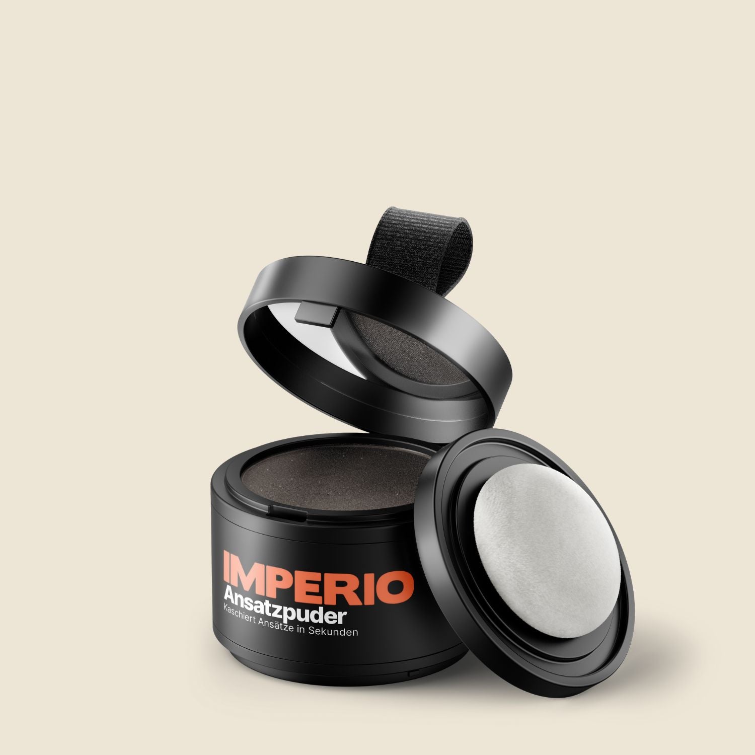 ansatzpuder dose mit geöffnetem deckel