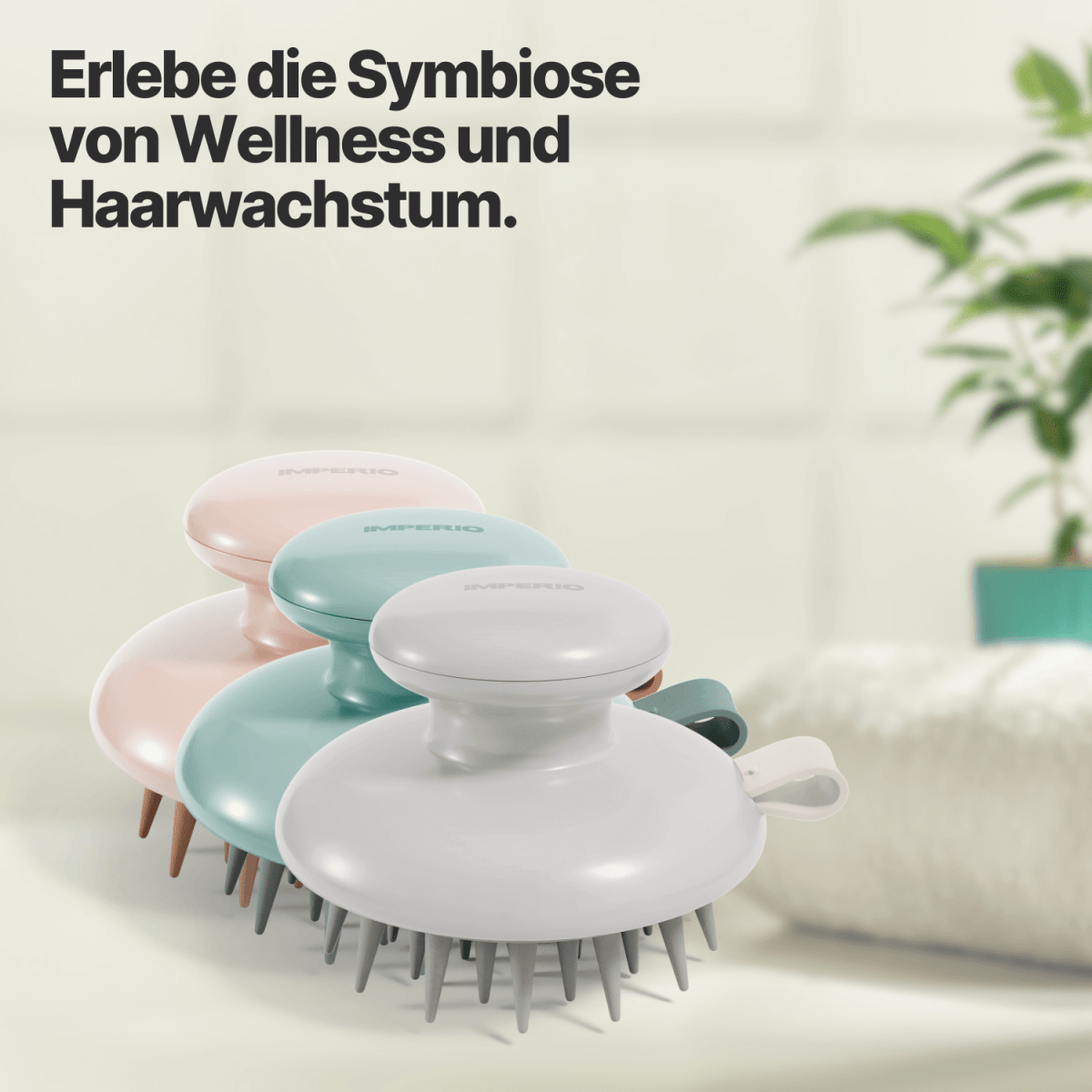 kopfhaut massagebürste in 3 verschiedenen farben