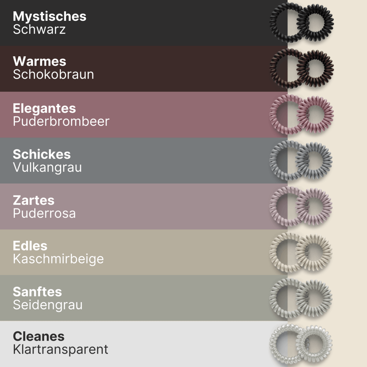 spiral haargummi farbpalette