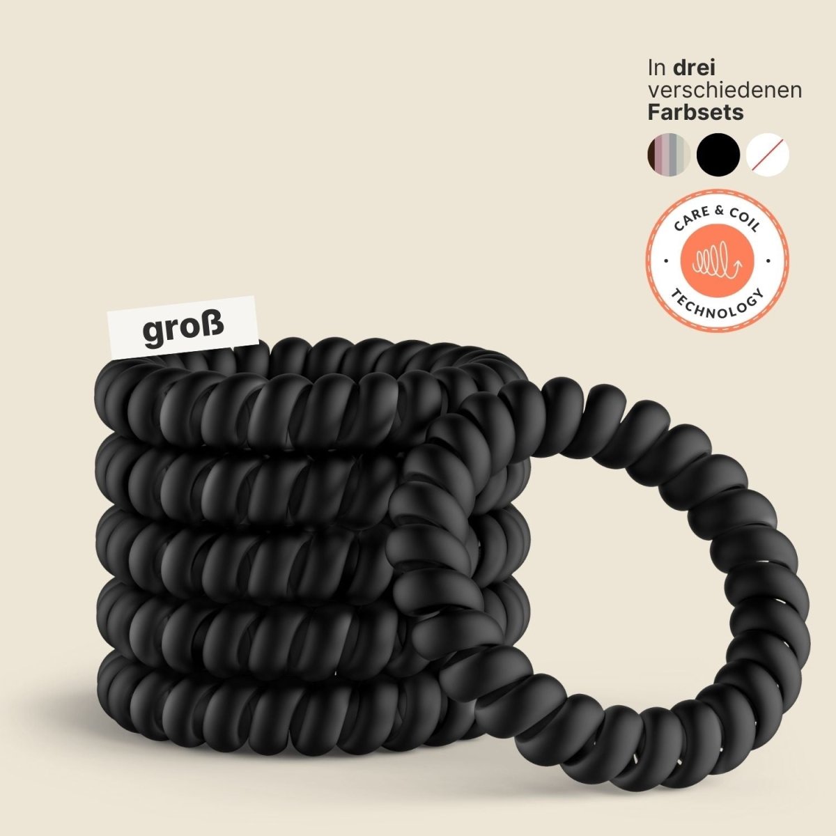 spiral haargummi groß schwarz