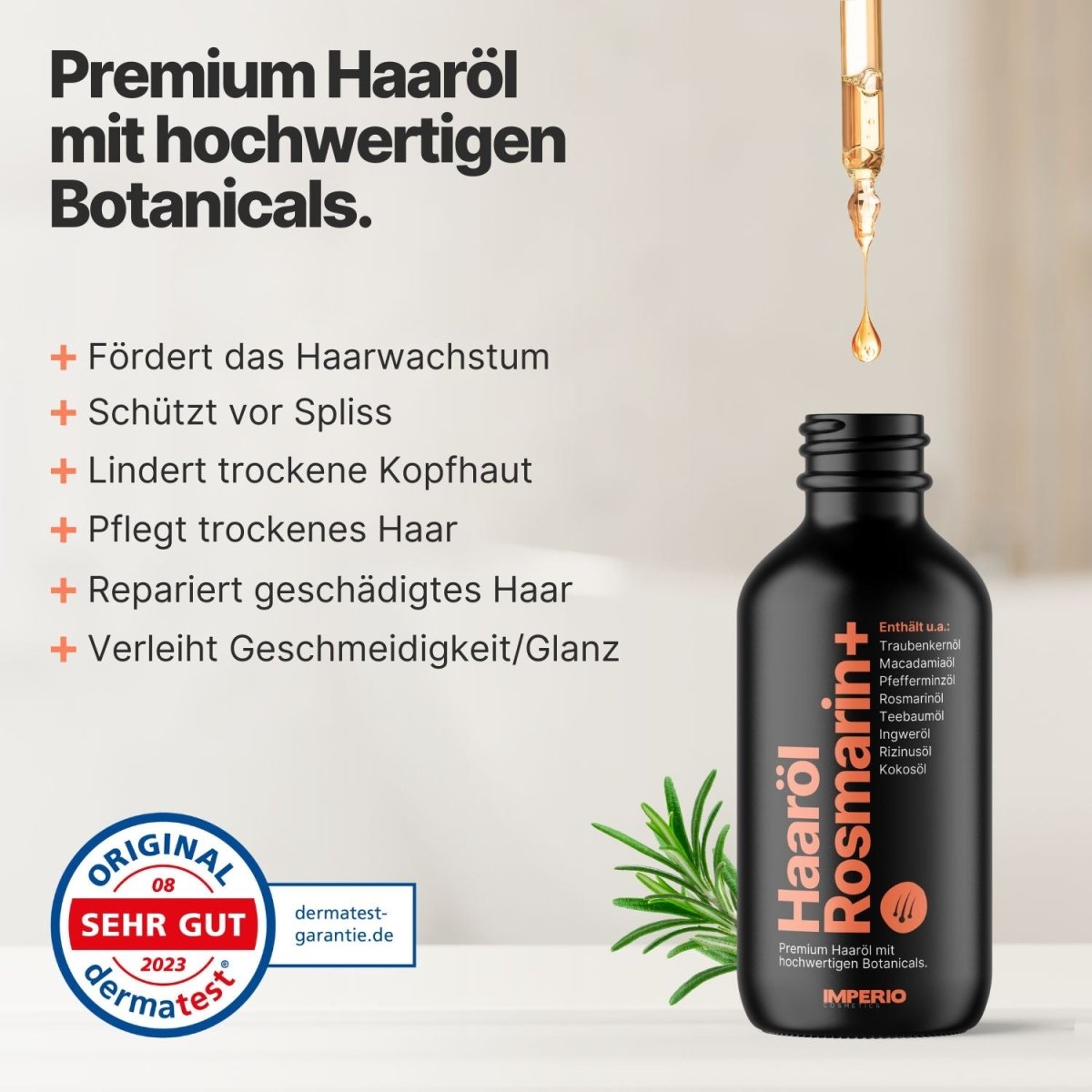 Kopfhaut Verwöhn - Set (Haaröl Rosmarin+, Haaröl Applikator, Shampoo Massagebürste) - IMPERIO COSMETICS