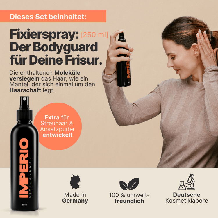 Streuhaar Starter - Set (Streuhaar, Haarpuder, Fixierspray) - IMPERIO COSMETICS