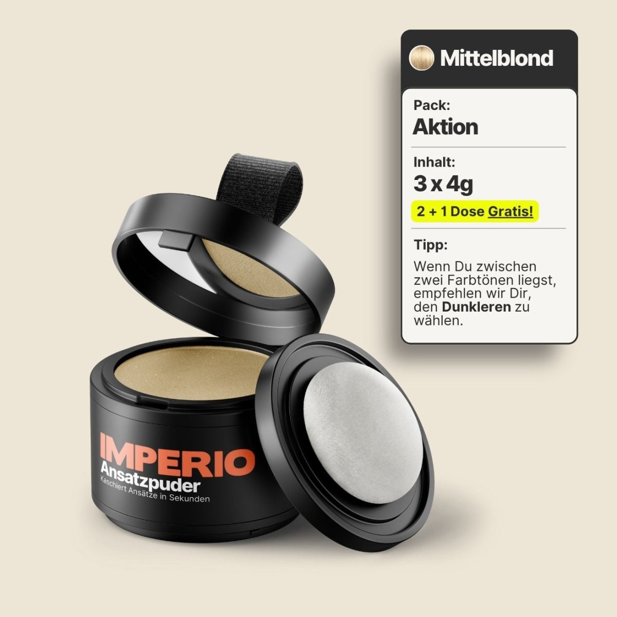 2 Dosen IMPERIO® Ansatzpuder + 1 Gratis Dose (Aktion) - IMPERIO COSMETICS