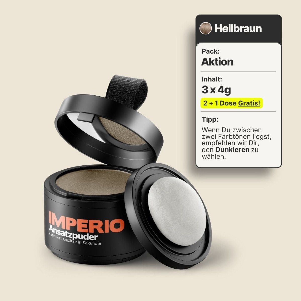 2 Dosen IMPERIO® Ansatzpuder + 1 Gratis Dose (Aktion) - IMPERIO COSMETICS