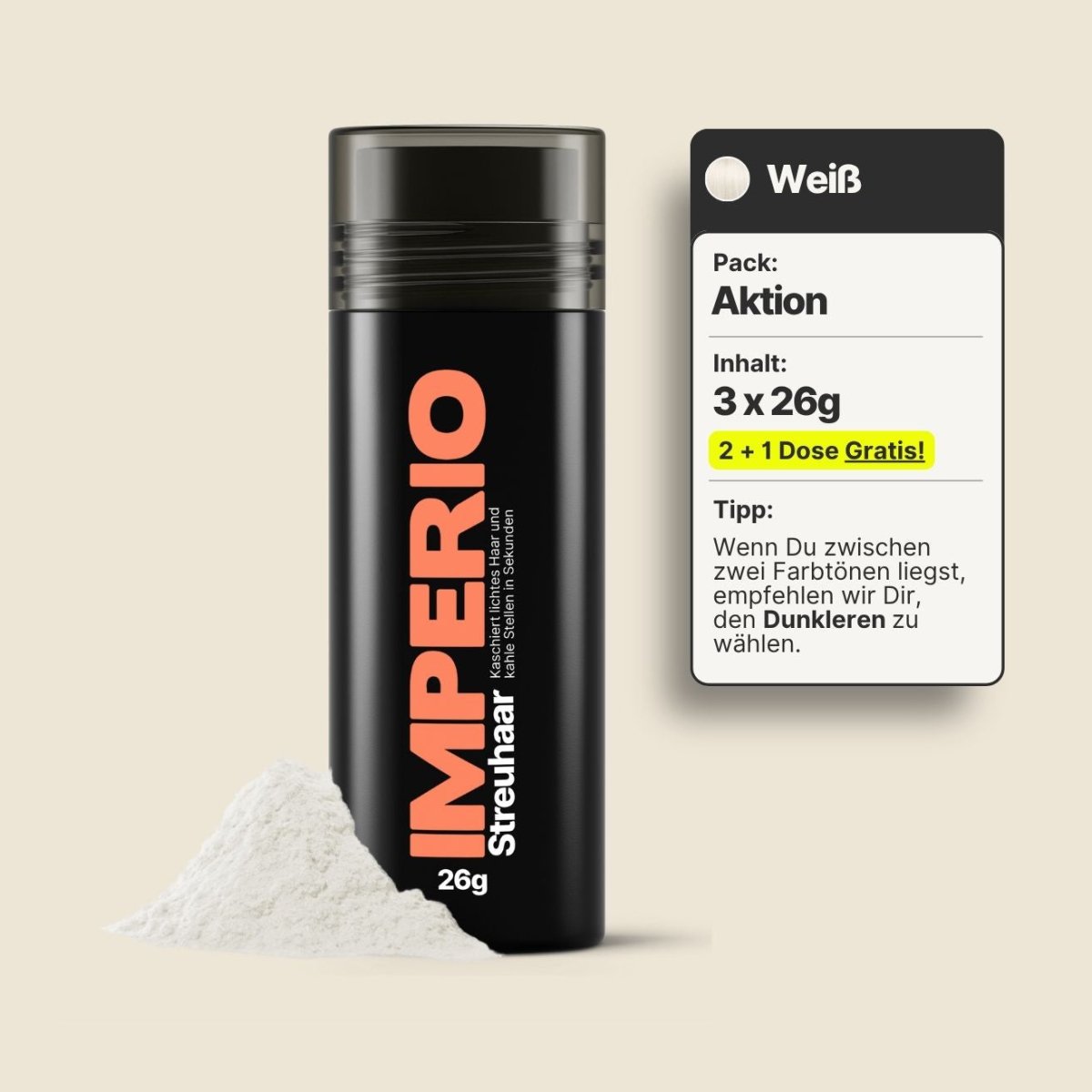 2 Dosen IMPERIO® Streuhaar + 1 Gratis Dose (Aktion) - IMPERIO COSMETICS