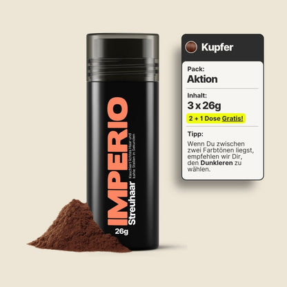 2 Dosen IMPERIO® Streuhaar + 1 Gratis Dose (Aktion) - IMPERIO COSMETICS