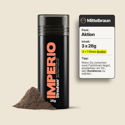 2 Dosen IMPERIO® Streuhaar + 1 Gratis Dose (Aktion) - IMPERIO COSMETICS