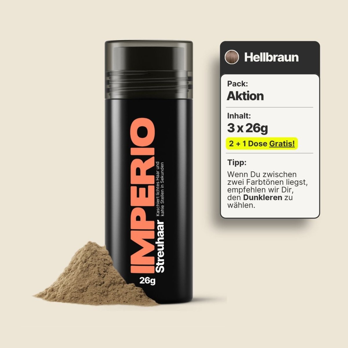 2 Dosen IMPERIO® Streuhaar + 1 Gratis Dose (Aktion) - IMPERIO COSMETICS