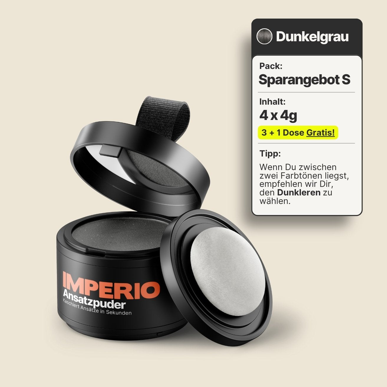 3 Dosen IMPERIO® Ansatzpuder + 1 Gratis Dose | (Sparangebot) - IMPERIO COSMETICS