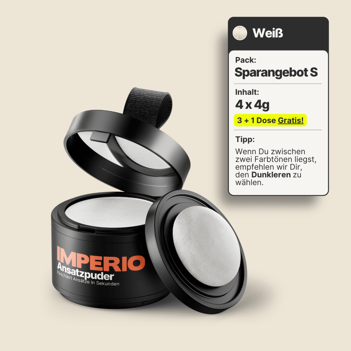3 Dosen IMPERIO® Ansatzpuder + 1 Gratis Dose | (Sparangebot S) - IMPERIO COSMETICS
