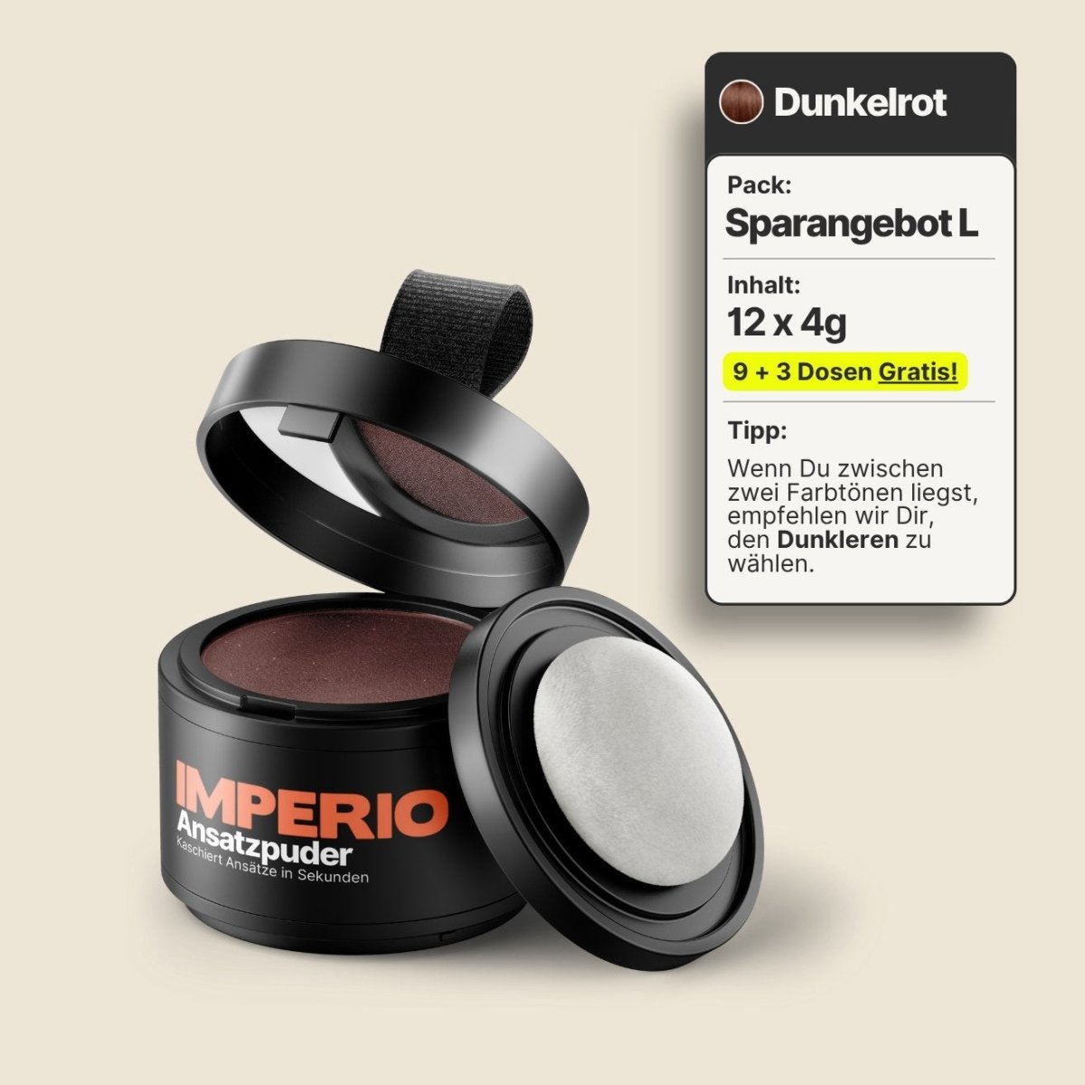 9 Dosen IMPERIO® Ansatzpuder + 3 Gratis Dosen | (Sparangebot L) - IMPERIO COSMETICS
