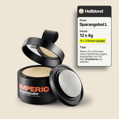 9 Dosen IMPERIO® Ansatzpuder + 3 Gratis Dosen | (Sparangebot L) - IMPERIO COSMETICS