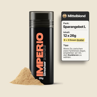 9 Dosen IMPERIO® Streuhaar + 3 Gratis Dosen (Sparangebot L) - IMPERIO COSMETICS