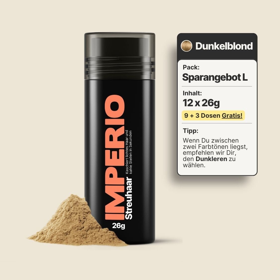 9 Dosen IMPERIO® Streuhaar + 3 Gratis Dosen (Sparangebot L) - IMPERIO COSMETICS