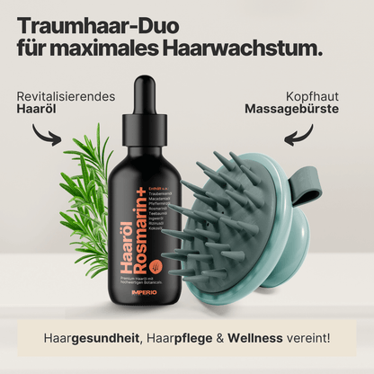 Kopfhaut Verwöhn-Set (Haaröl Rosmarin+, Shampoo Massagebürste)