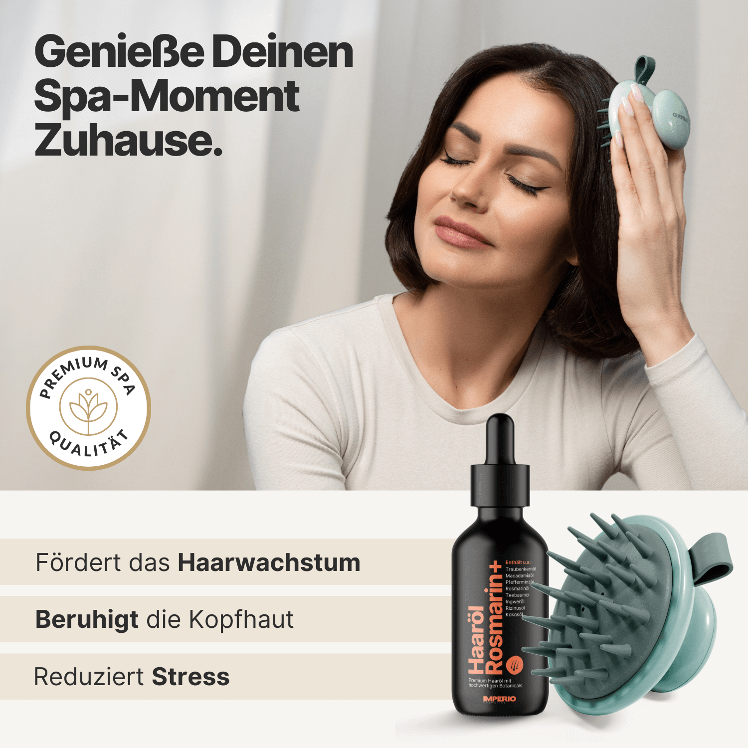 Kopfhaut Verwöhn-Set (Haaröl Rosmarin+, Shampoo Massagebürste)