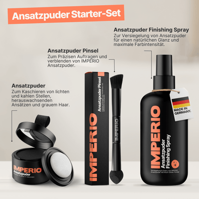 Ansatzpuder Starter - Set (Ansatzpuder, Ansatzpuder Pinsel, Finishing Spray) - IMPERIO COSMETICS
