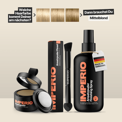 Ansatzpuder Starter - Set (Ansatzpuder, Ansatzpuder Pinsel, Finishing Spray) - IMPERIO COSMETICS