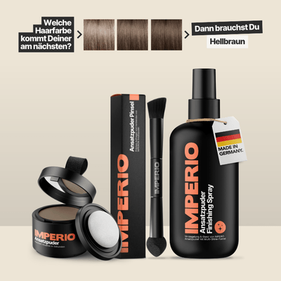 Ansatzpuder Starter - Set (Ansatzpuder, Ansatzpuder Pinsel, Finishing Spray) - IMPERIO COSMETICS