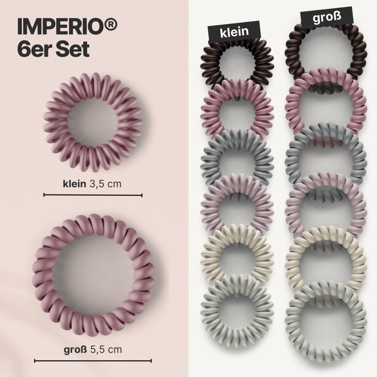 spiral haargummi 6 stück klein und groß