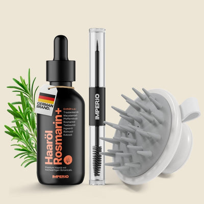 Kopfhaut Verwöhn - Set (Haaröl Rosmarin+, Haaröl Applikator, Shampoo Massagebürste) - IMPERIO COSMETICS