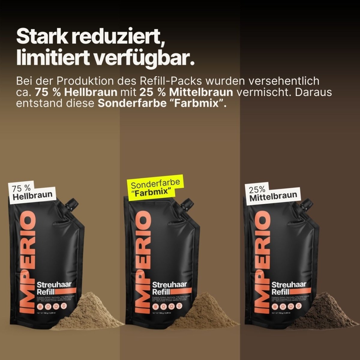 Streuhaar Refill Pack | Farb - Mix Hellbraun & Mittelbraun - IMPERIO COSMETICS