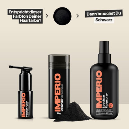 Streuhaar Starter - Set (Streuhaar, Haarpuder, Fixierspray) - IMPERIO COSMETICS