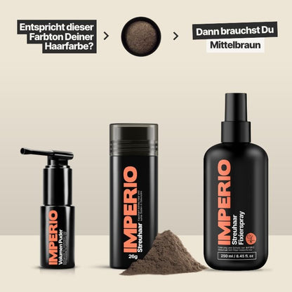 Streuhaar Starter - Set (Streuhaar, Haarpuder, Fixierspray) - IMPERIO COSMETICS