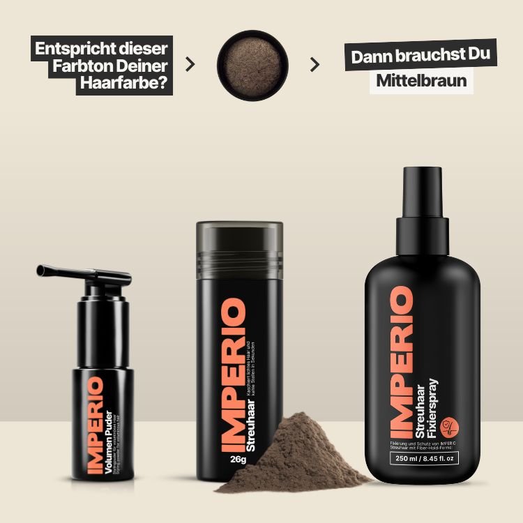 Streuhaar Starter - Set (Streuhaar, Haarpuder, Fixierspray) - IMPERIO COSMETICS