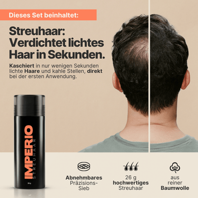 Streuhaar Starter - Set (Streuhaar, Haarpuder, Fixierspray) - IMPERIO COSMETICS