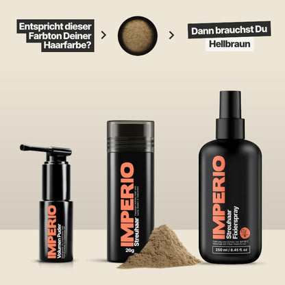 Streuhaar Starter - Set (Streuhaar, Haarpuder, Fixierspray) - IMPERIO COSMETICS
