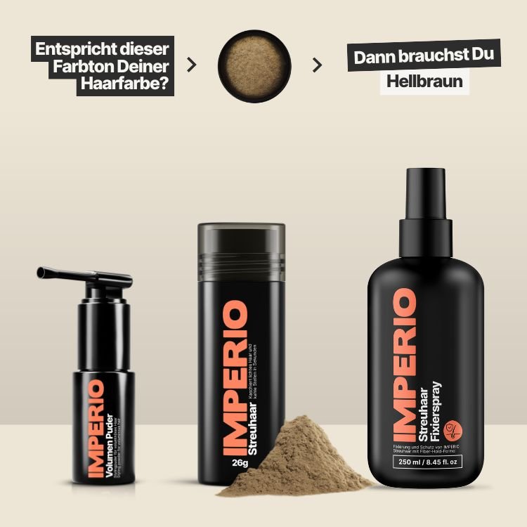 Streuhaar Starter - Set (Streuhaar, Haarpuder, Fixierspray) - IMPERIO COSMETICS