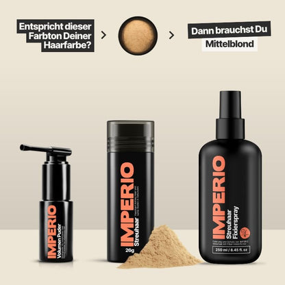 Streuhaar Starter - Set (Streuhaar, Haarpuder, Fixierspray) - IMPERIO COSMETICS