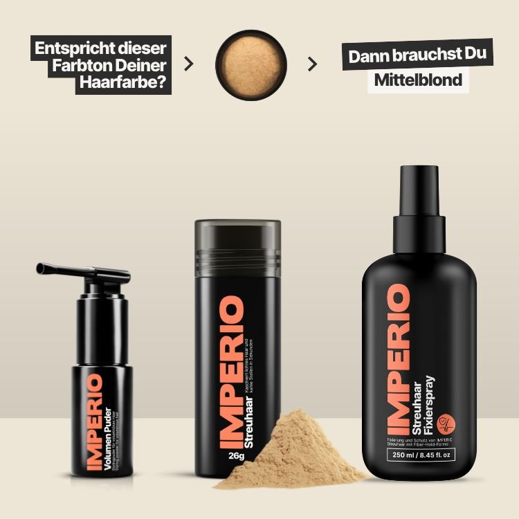 Streuhaar Starter - Set (Streuhaar, Haarpuder, Fixierspray) - IMPERIO COSMETICS