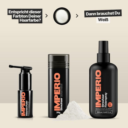 Streuhaar Starter - Set (Streuhaar, Haarpuder, Fixierspray) - IMPERIO COSMETICS