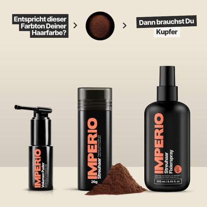 Streuhaar Starter - Set (Streuhaar, Haarpuder, Fixierspray) - IMPERIO COSMETICS