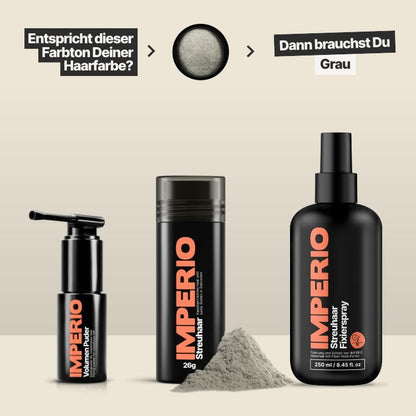 Streuhaar Starter - Set (Streuhaar, Haarpuder, Fixierspray) - IMPERIO COSMETICS