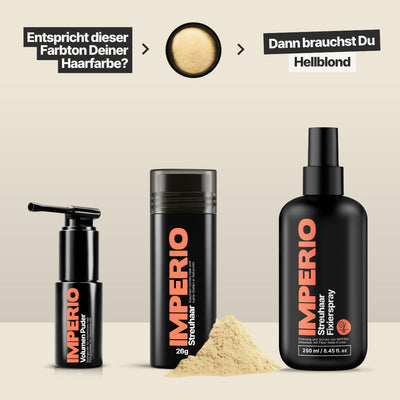 Streuhaar Starter - Set (Streuhaar, Haarpuder, Fixierspray) - IMPERIO COSMETICS
