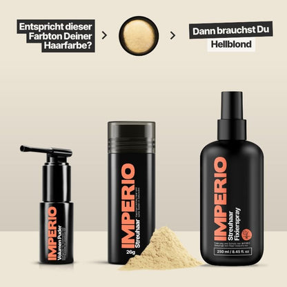 Streuhaar Starter - Set (Streuhaar, Haarpuder, Fixierspray) - IMPERIO COSMETICS